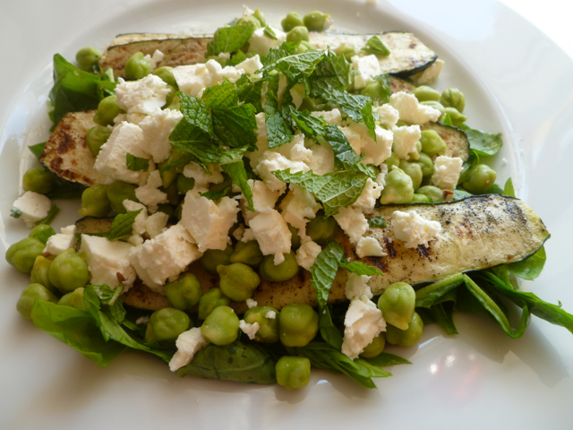 Fresh Garbanzo Bean and Grilled Zucchini Salad