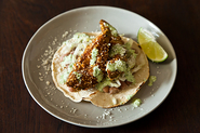 Fried Avocado Tacos with Sesame and Lime