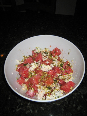Watermelon and Goat Cheese Salad with a Verbena Infused Vinaigrette