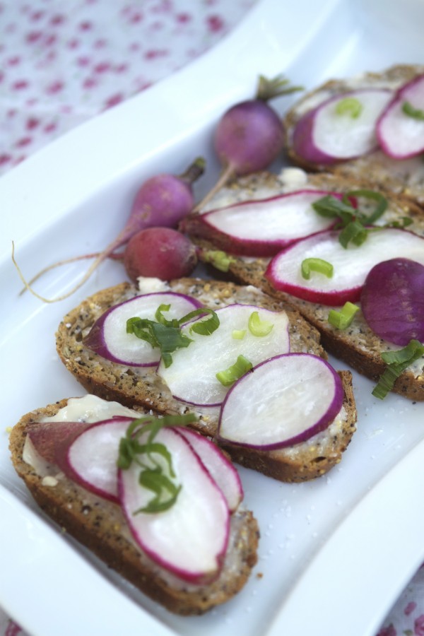 Radish Crostinis with Butter and Sea Salt