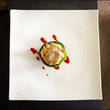 Green Bell Peppers stuffed with Creamy Orzo