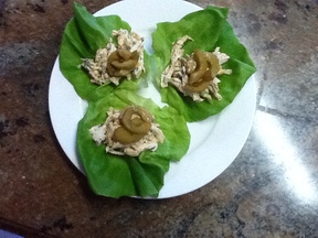 Vietnamese Flavored Chicken Salad Lettuce Wraps with Spicy Cucumbers