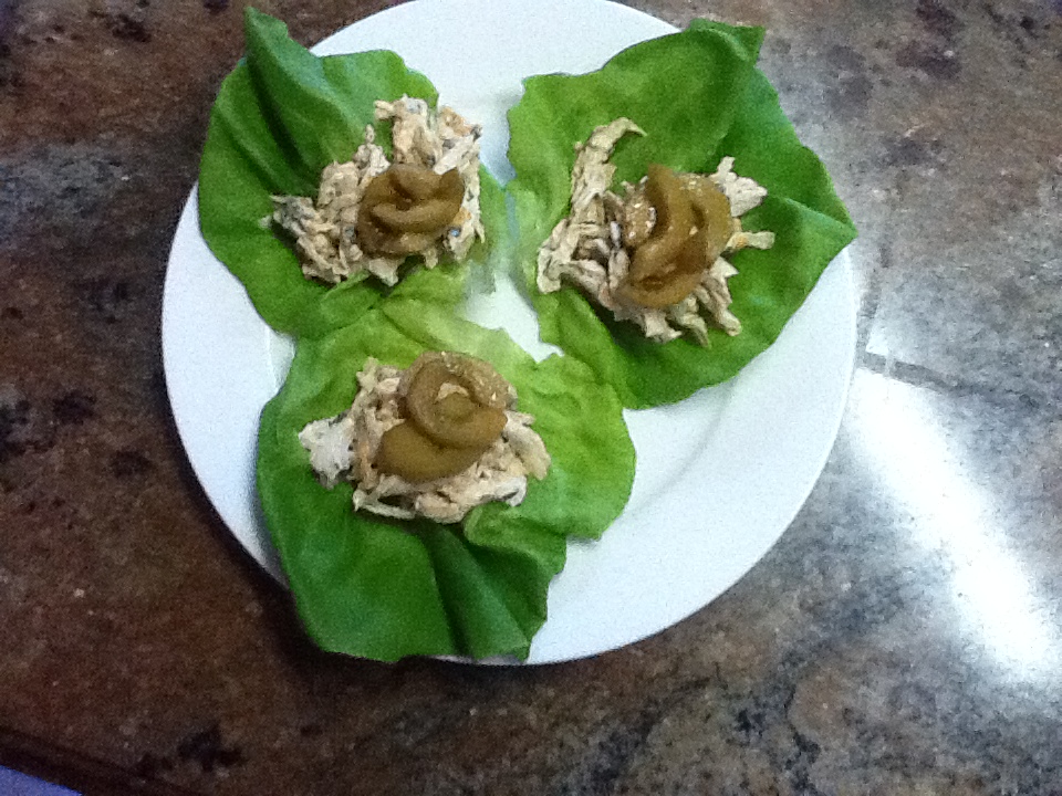 Vietnamese Flavored Chicken Salad Lettuce Wraps with Spicy Cucumbers