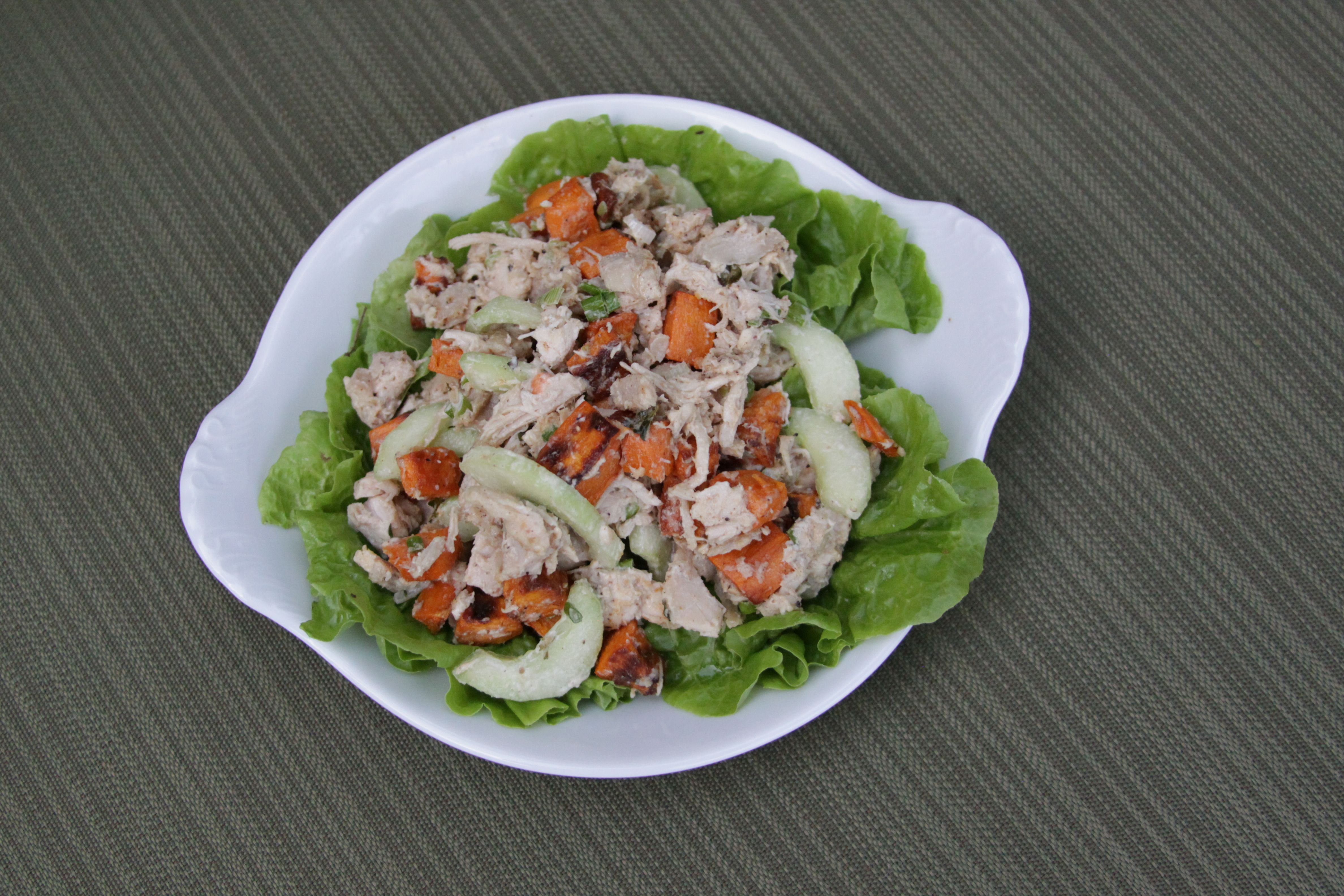 Chicken and Sweet Potatoes with Shiitake Mayo