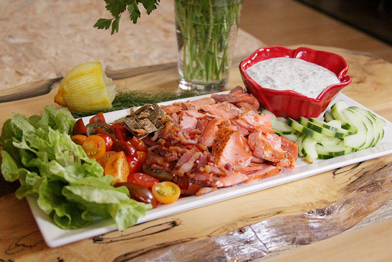 BLT Salmon Salad with Herbed Dressing