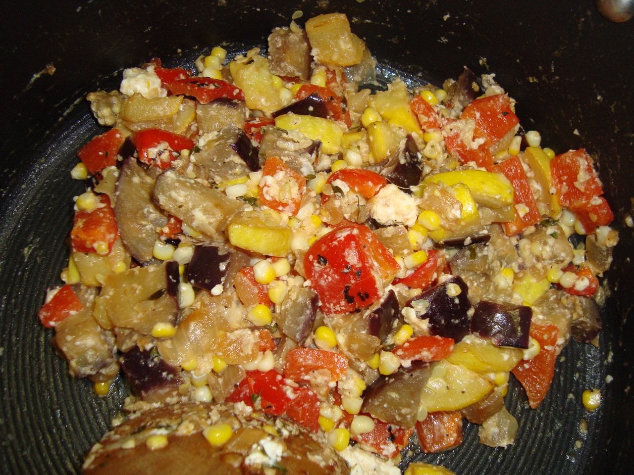 Quick Stove Top Ratatouille with Feta