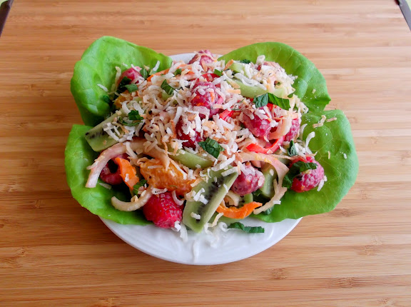 Fruit and Vegetable Salad with Creamy Mayo-Honey and Rum Dressing