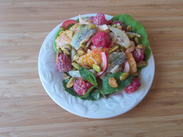 Fruit and Vegetable Salad with Creamy Mayo-Honey and Rum Dressing