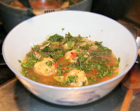 Chicken and Plantain Dumpling Soup (Caldo de Bolas)