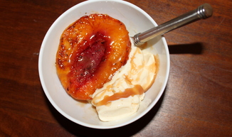 Rosemary-Roasted Peaches with Salted Caramel Sauce