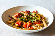 Penne with Sweet Summer Vegetables, Pine Nuts, and Herbs
