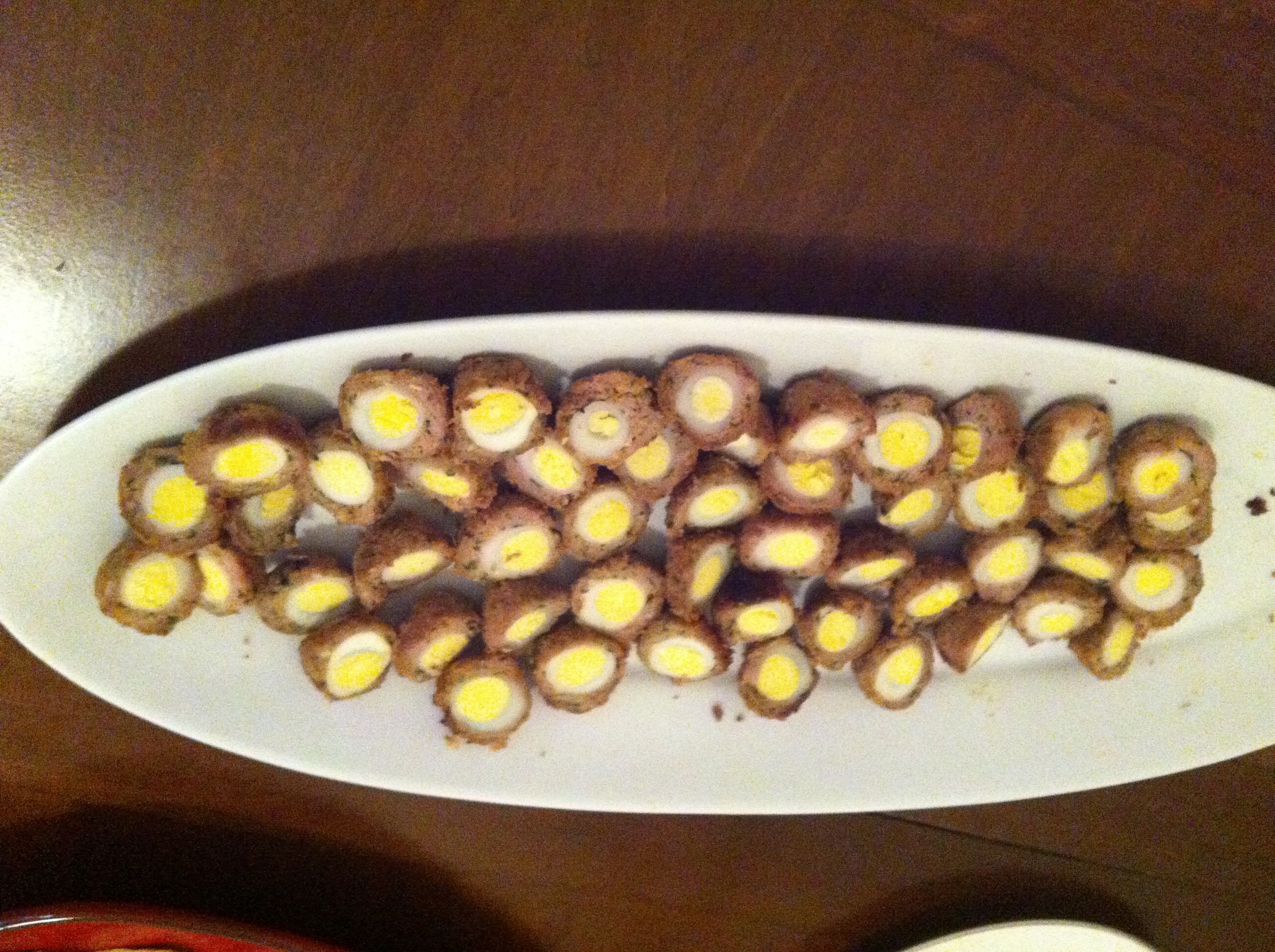 Scotch Quail Eggs with Quick Pickled Onions