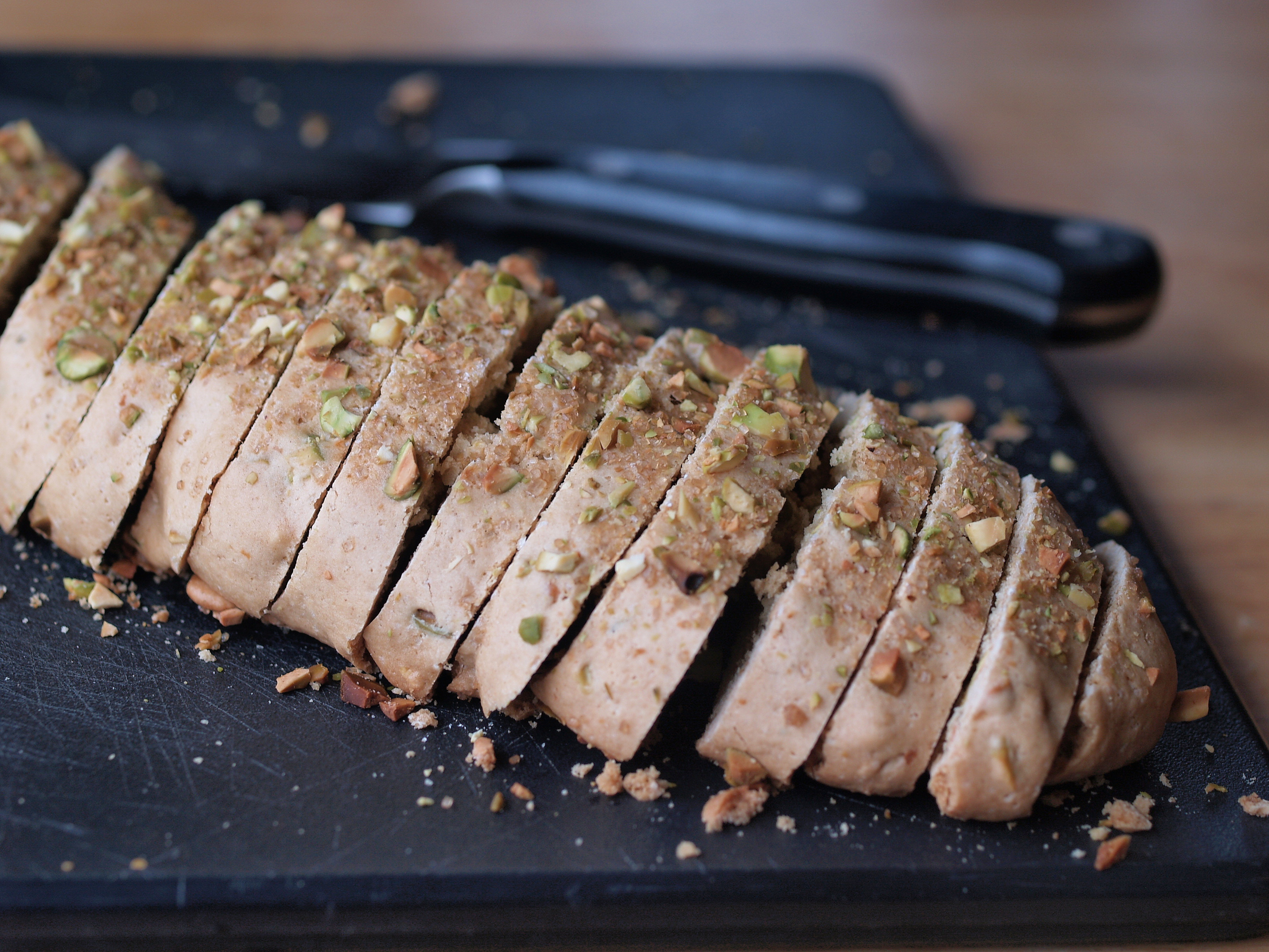 Pistachio rose biscotti