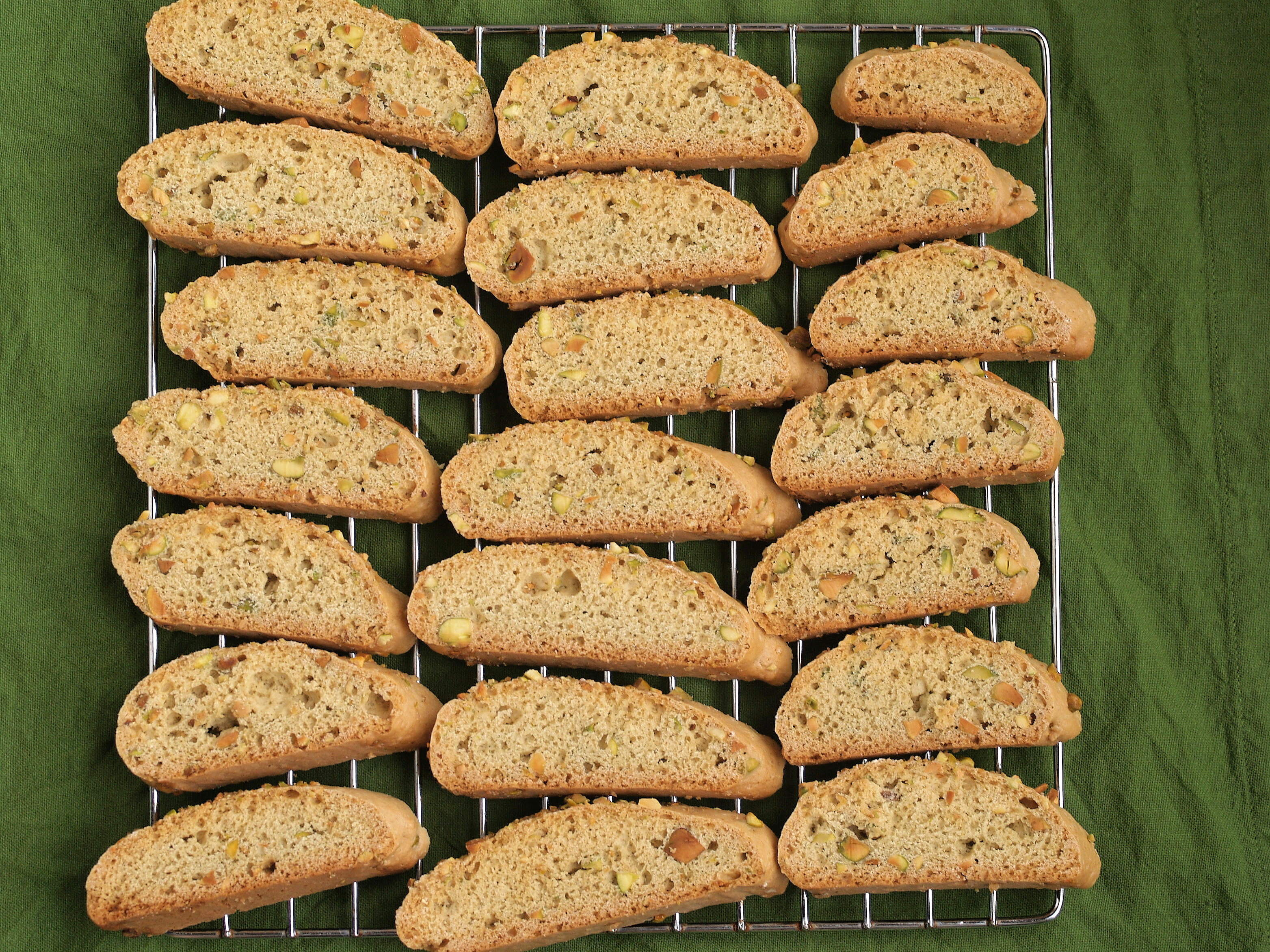 Pistachio rose biscotti