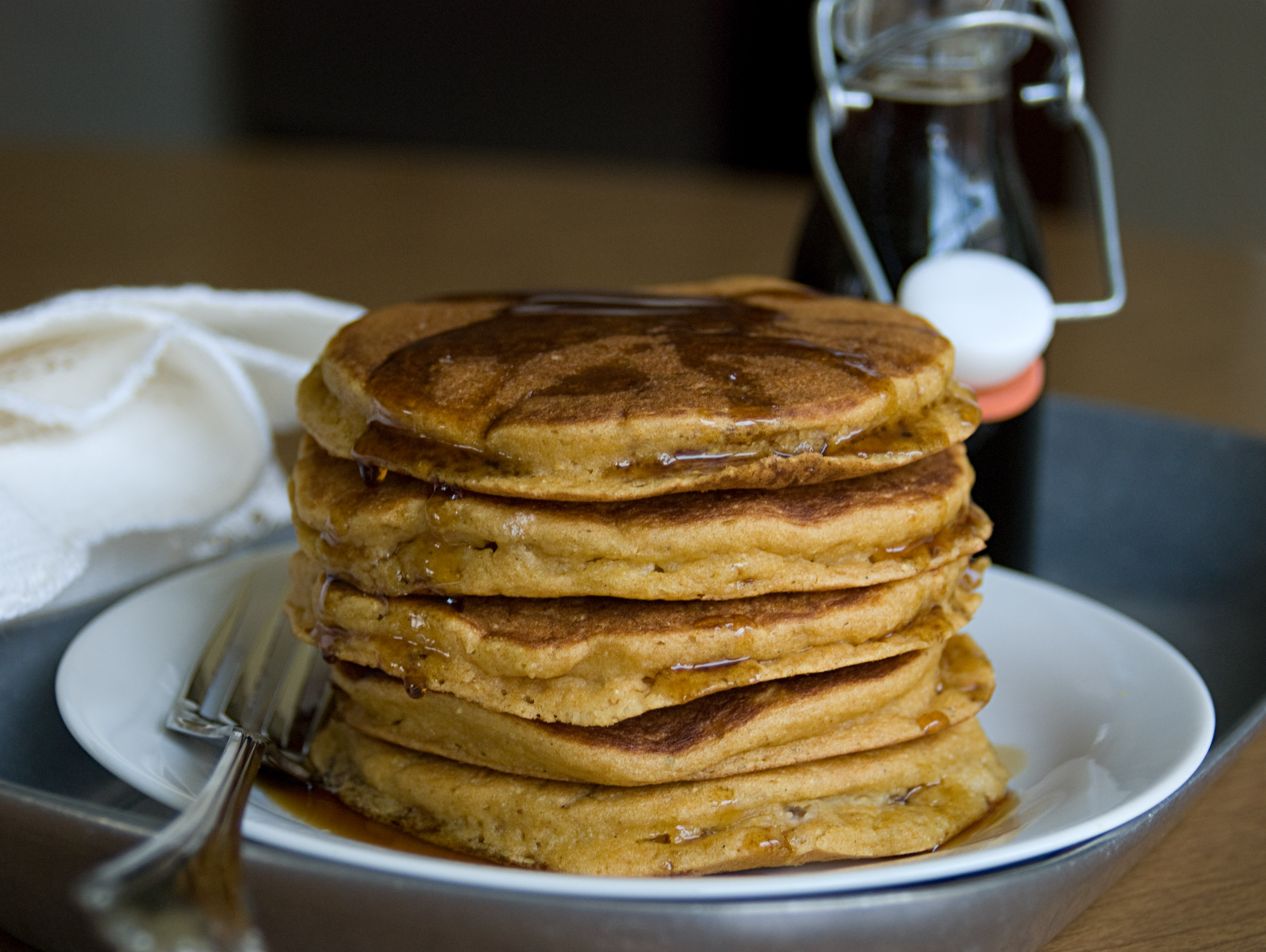 Mango Pancakes with Ginger-Maple Syrup