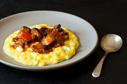 Yotam Ottolenghi's Sweet Corn Polenta with Eggplant Sauce