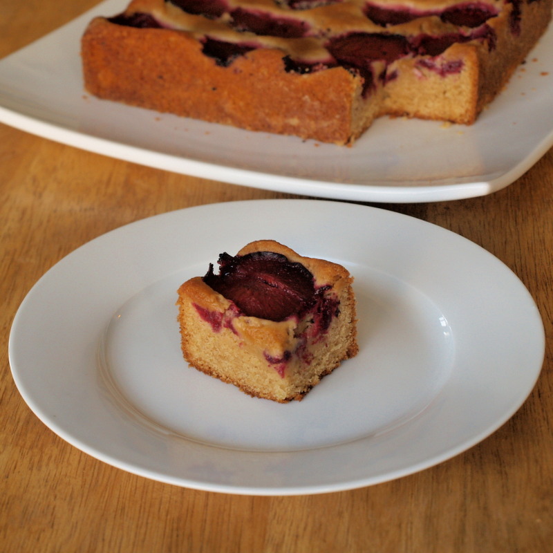 Plum cake with lime and rose