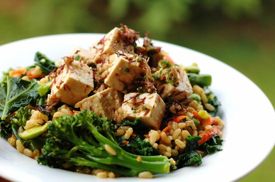 Kale, Brown Rice and Tofu Poke Salad
