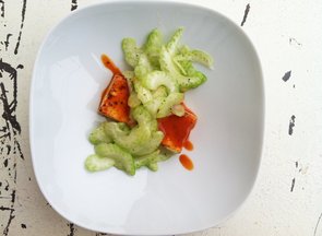Buffalo Tofu with Celery Salad