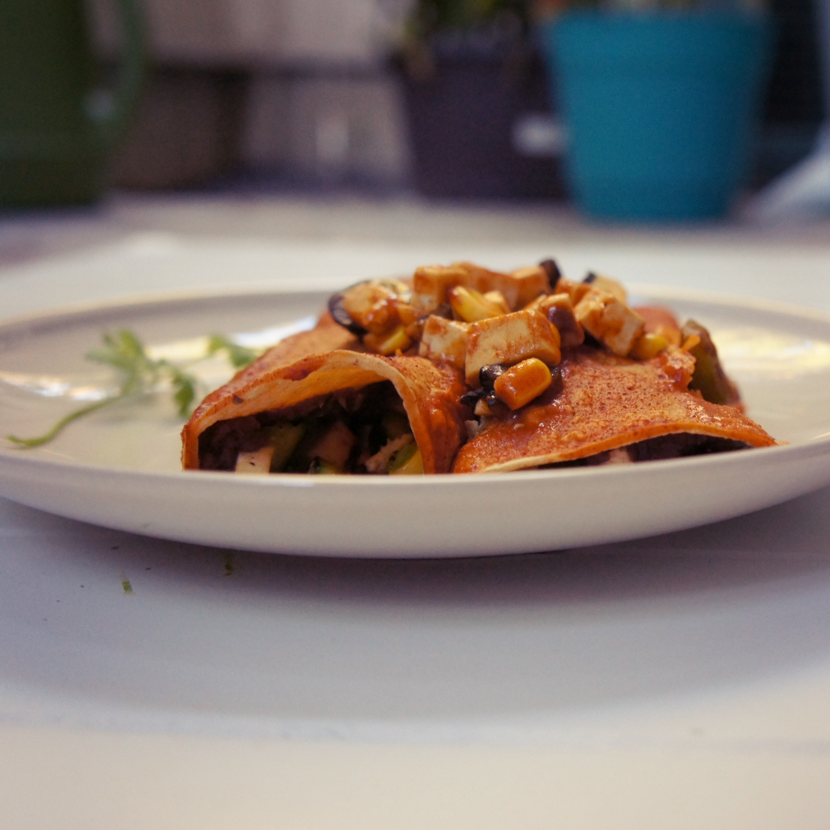Tofu and Black Bean Enchiladas