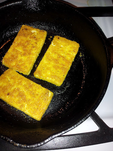 Fried Tofu Sandwich, Cornmeal Breading