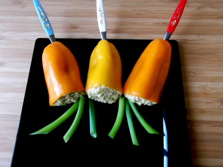 Baked Tofu, Pickled Edamame and Mini Peppers Appetizer 