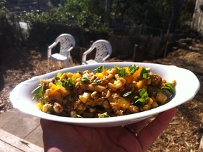 Warm Tempeh, Pepper and Corn Salad