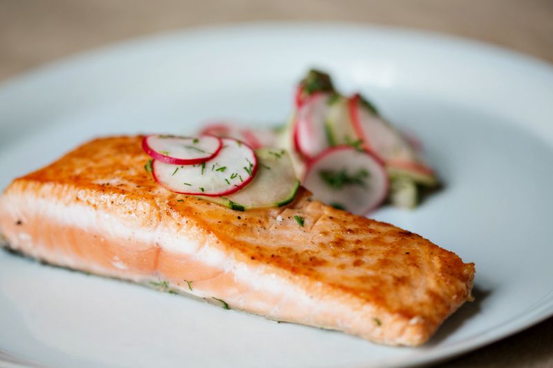 salmon with cucumbers