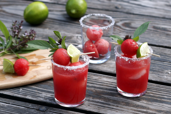 Thai Basil Watermelon Margaritas