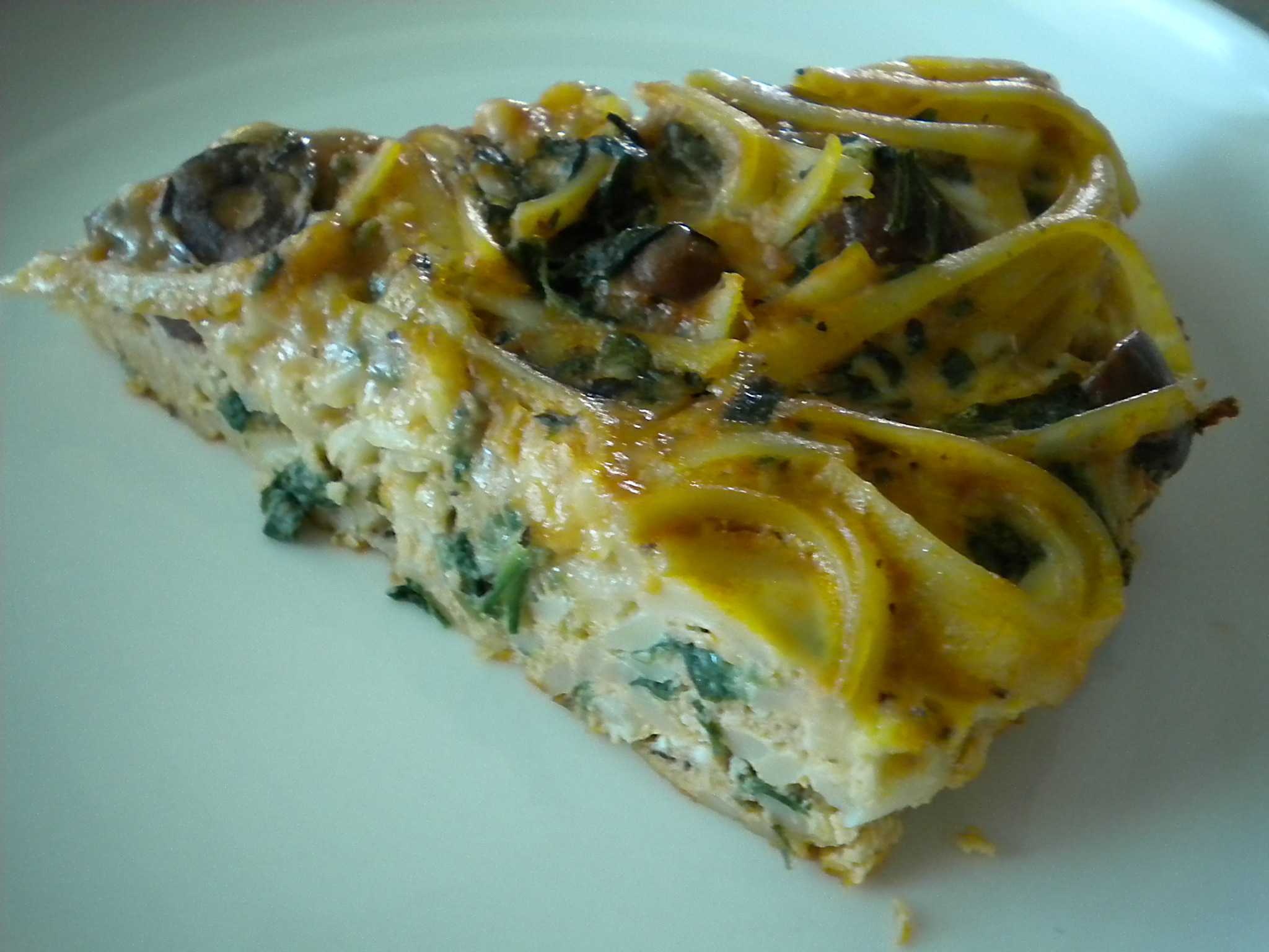 Spinach and Olive Pasta Frittata