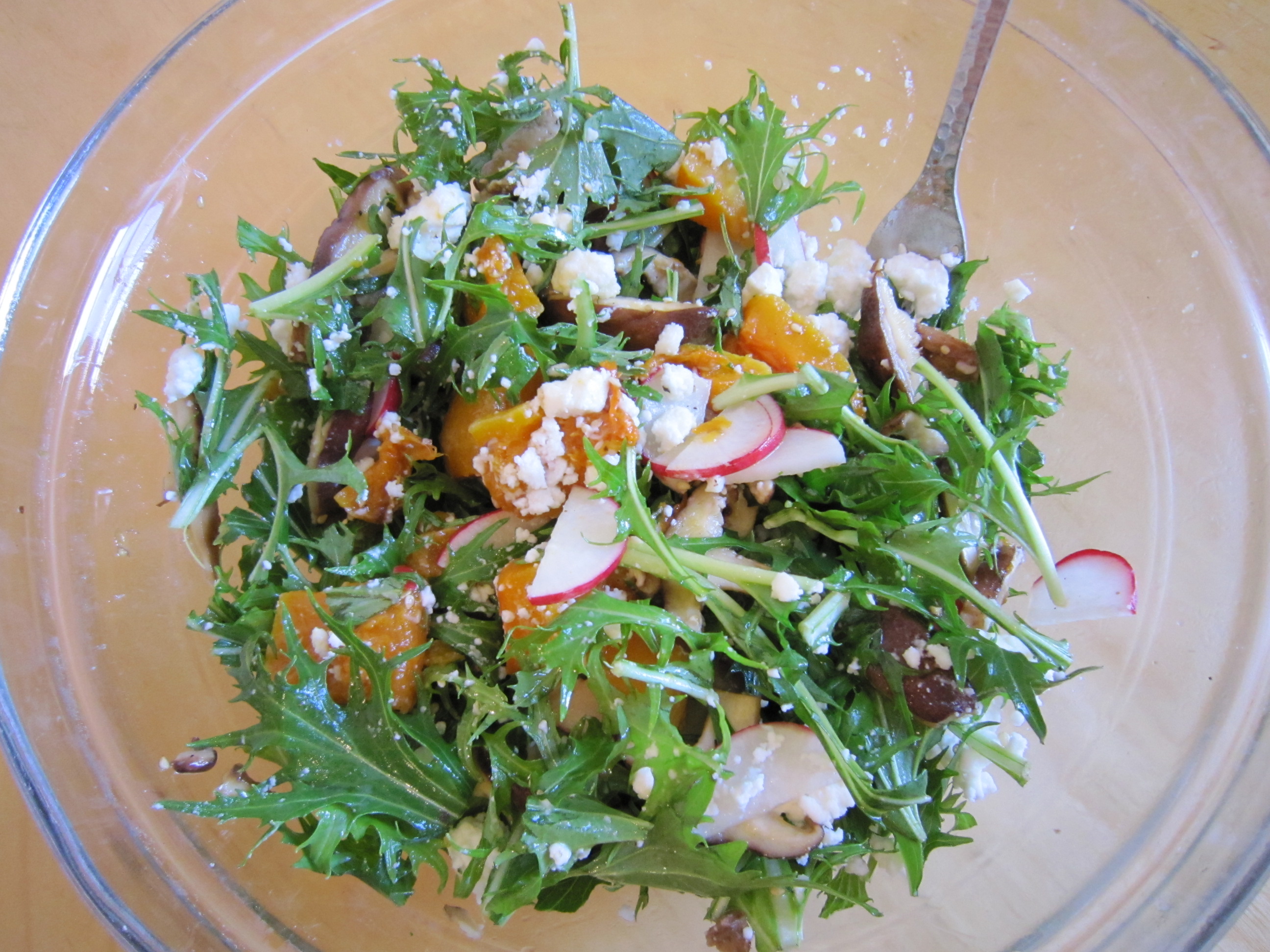 Autumn Salad with Roasted Squash, Apple, Radish and Goat Cheese