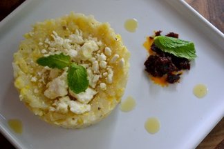 Sweet Corn and Arborio Risotto with Feta & butternut oil