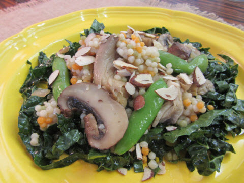 Kale Salad with Mushrooms and Pearl Couscous