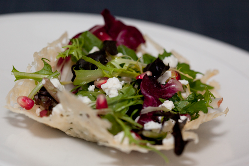 Thanksgiving Mesclun in Parmesan Cups