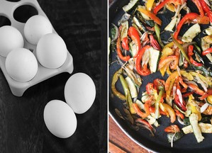 Egg in hole with Roasted vegetables