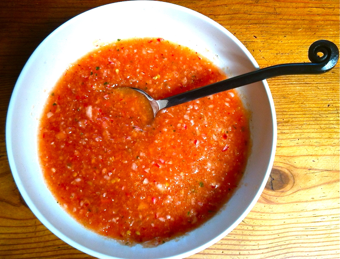 Radish, Tarragon, and Roasted Garlic Gazpacho