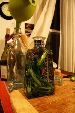 Jalapeno-infused tequila.