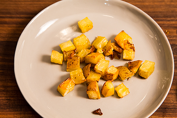 Poached Tuna with Warm Squash, Corn, and Potato Salad