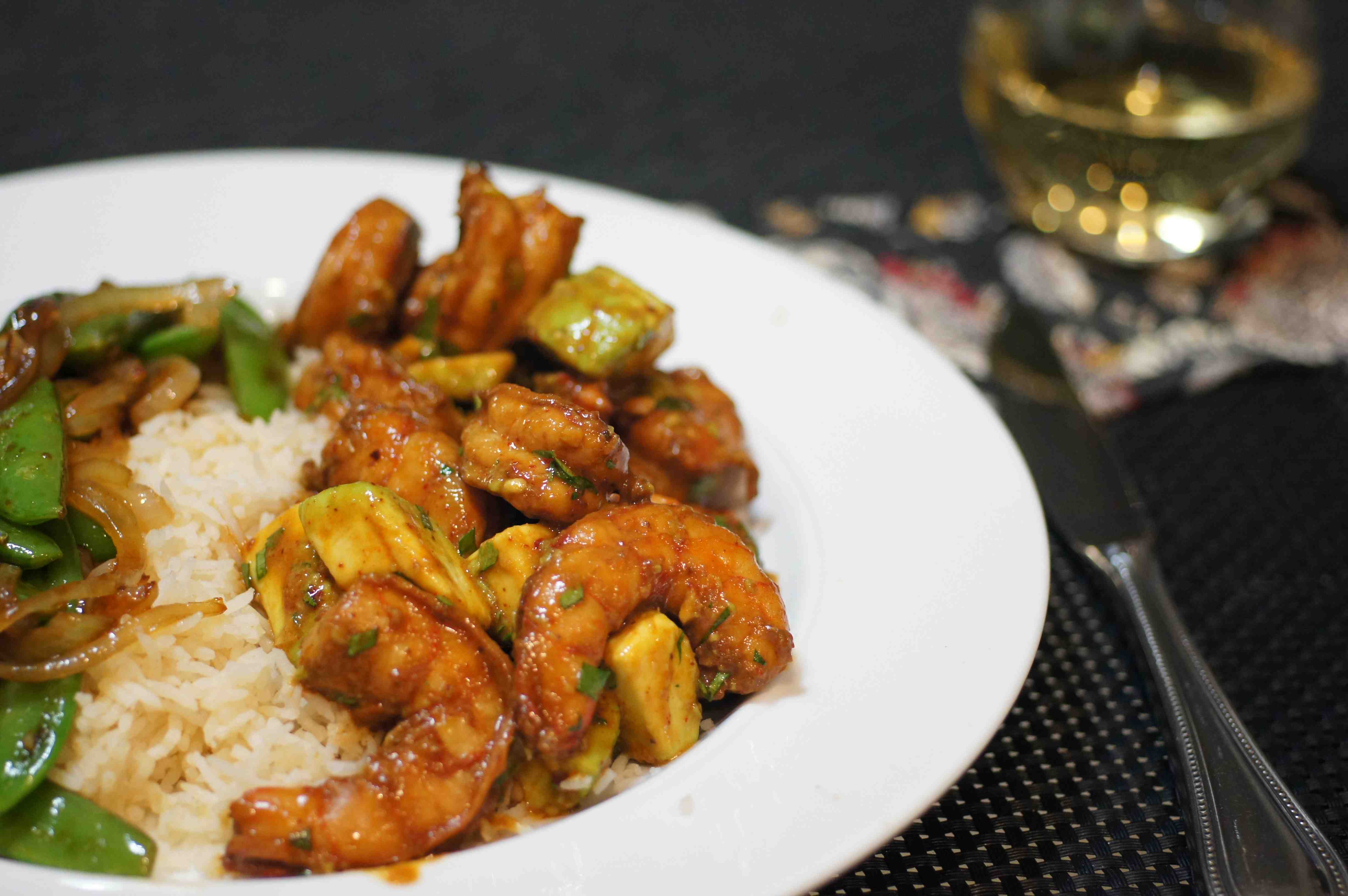 Broiled Chile & Lime Marinated Shrimp with Avocado and Cilantro