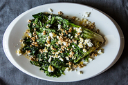 Wilted Escarole with Feta, Walnuts and Honey