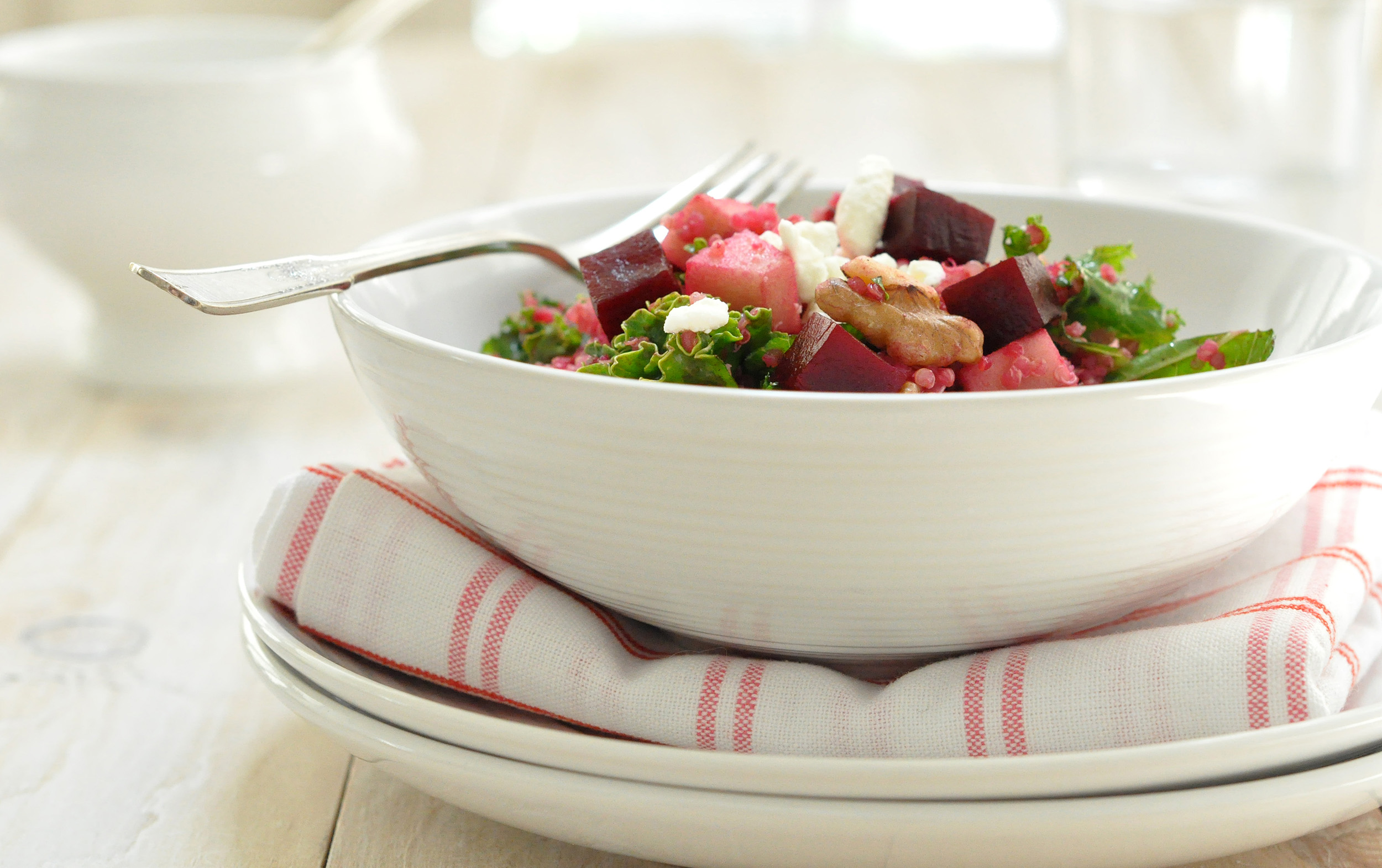 Beet Salad with Apple, Quinoa, Kale and Walnuts
