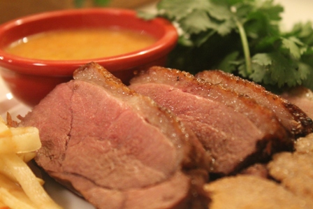 Pan Seared Duck Breast with Red Curry Dipping Sauce