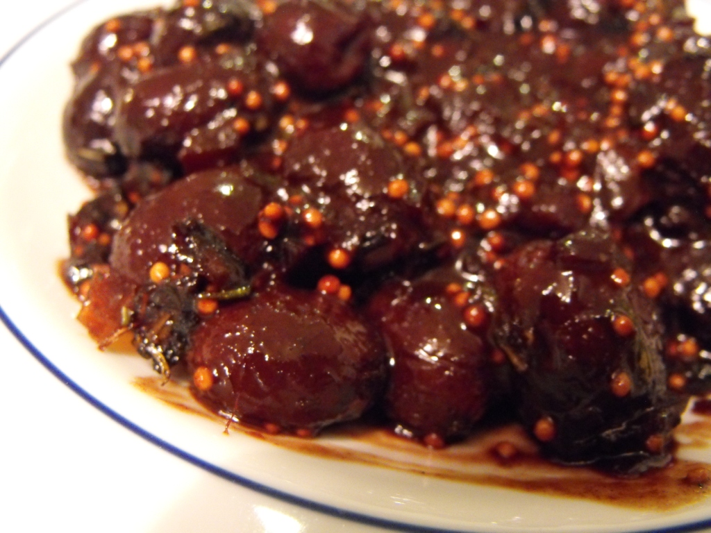 Game Hens with Roasted Grape Mostarda