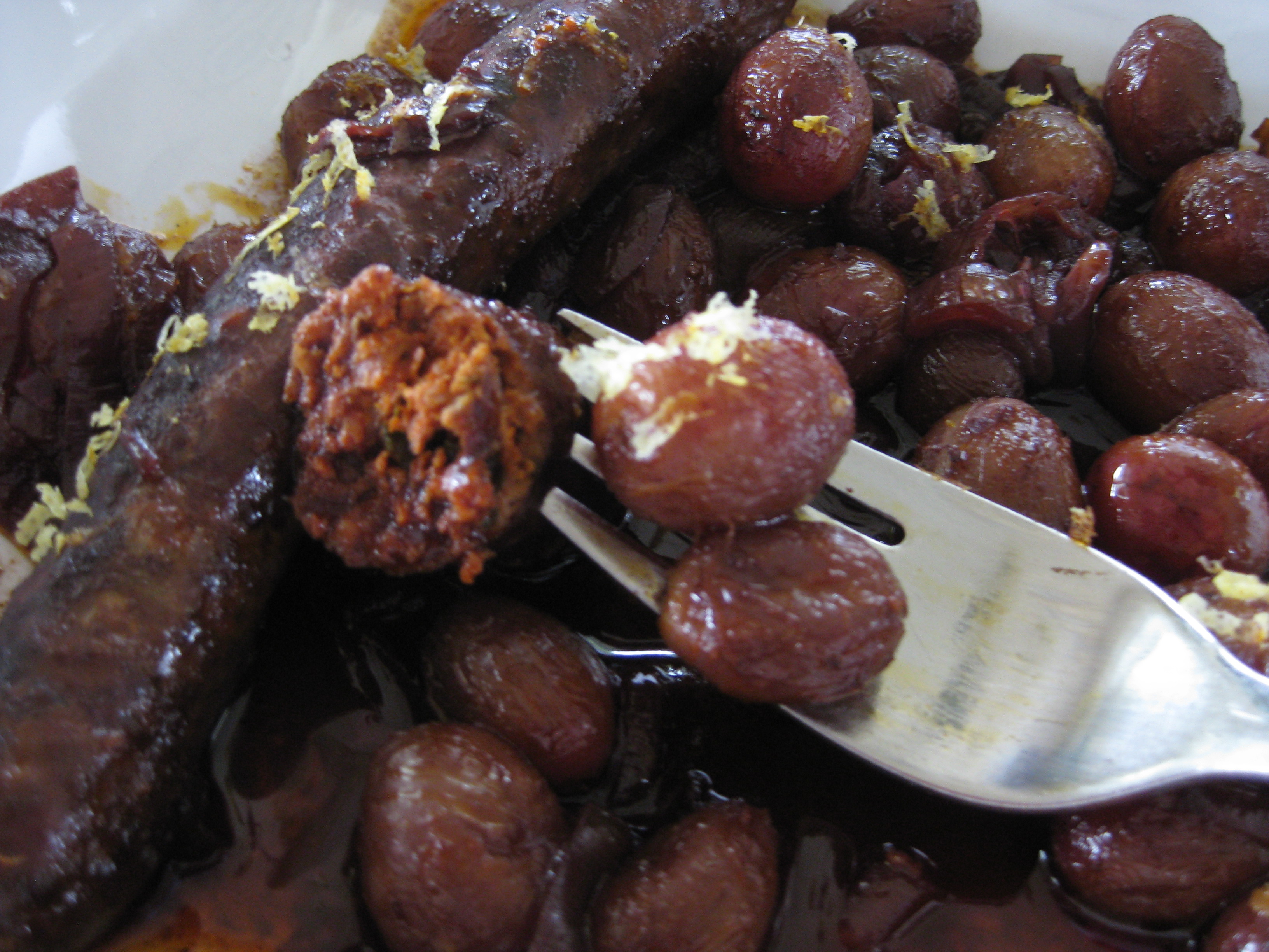 Roasted Merguez And Grapes