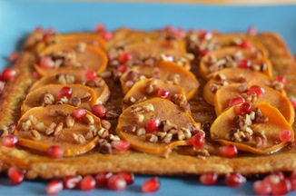 Persimmon and Pomegranate on Puff Pastry