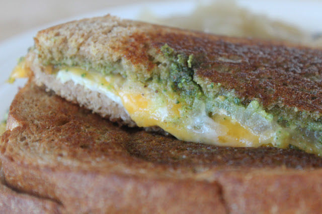 Grilled Aged Cheddar Cheese Sandwich with Pistachio Sage Pesto