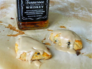 Spiked Cherry Scones with Bourbon Vanilla Glaze