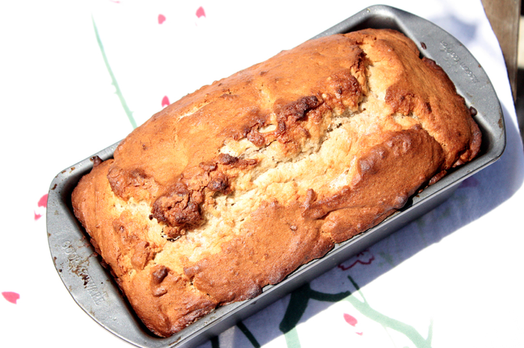 Bourbon-Vanilla Bean Banana Bread with Candied Walnuts
