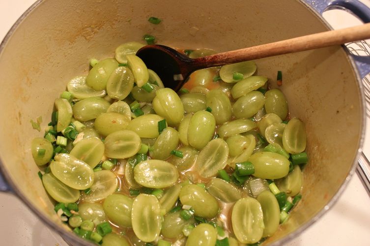 Vanilla Bean and Green Grape Chicken with Vanilla Scented Pilaf