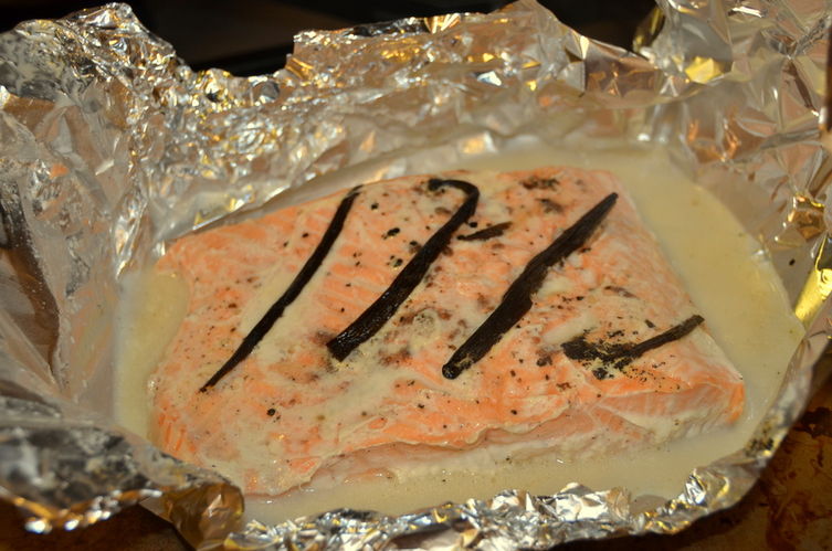 Vanilla Salmon with Coconut-Vanilla-Cardamom Brown Rice